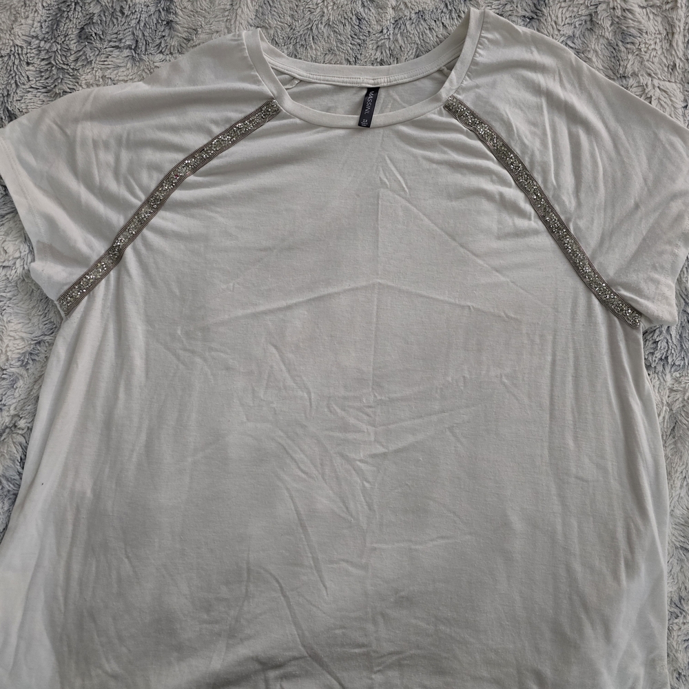 Massini - Women's White Tee with Silver Details - 1x